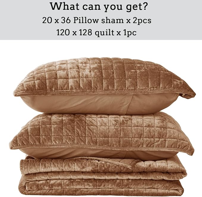 Velvet Quilt Set - King - 3 Piece