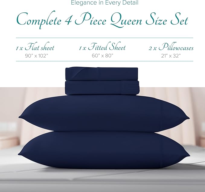 Linen Cooling Bed Sheet Set - Queen - 16 in Deep Pocket - 4 Piece