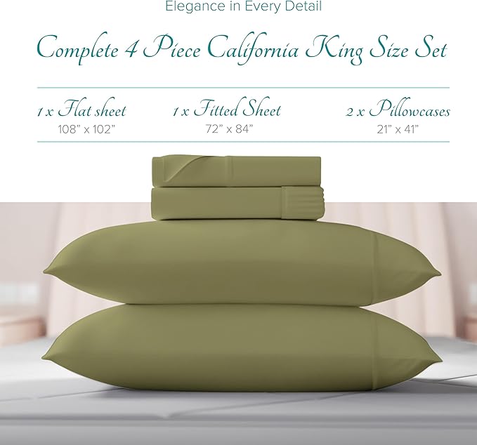 Linen Cooling Bed Sheet Set - California King - 16 in Deep Pocket - 4 Piece