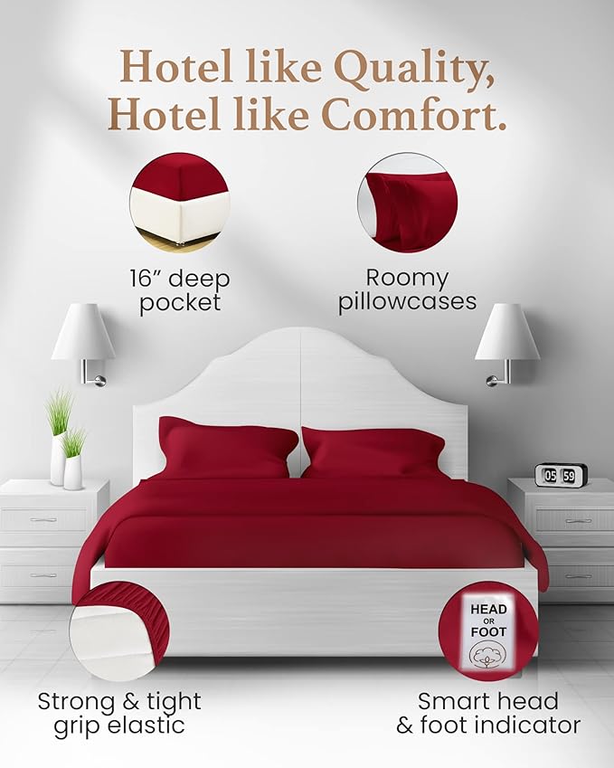 100% Cotton Bed Sheet Set - King - 4 Piece