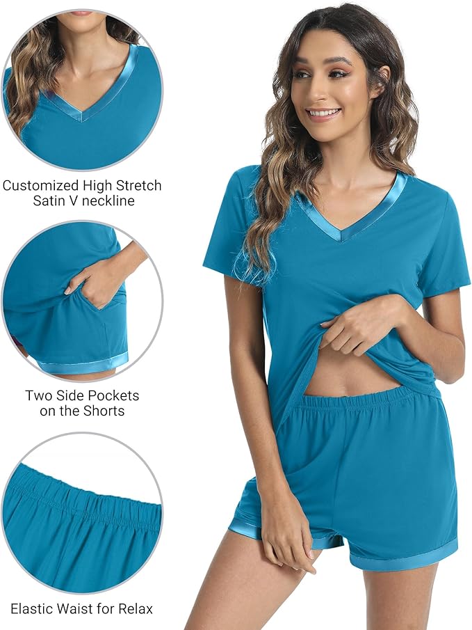 Women's Bamboo Cooling Pajama Set - Short Sleeve - 2 Piece