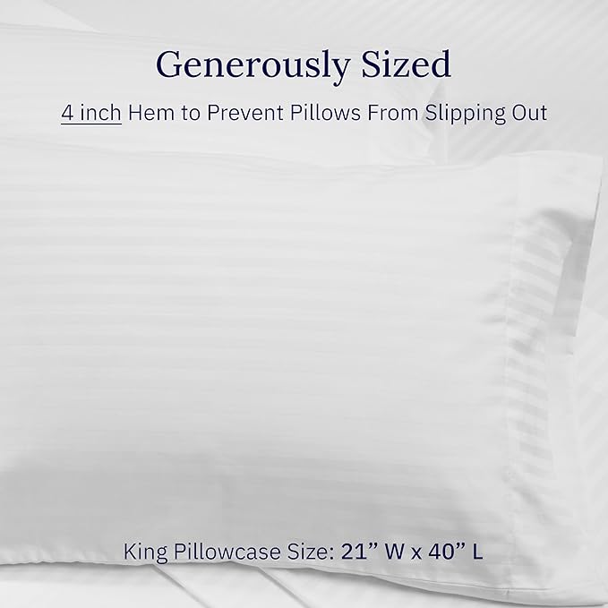 100% Cotton Pillowcase Set - King - 2 Piece