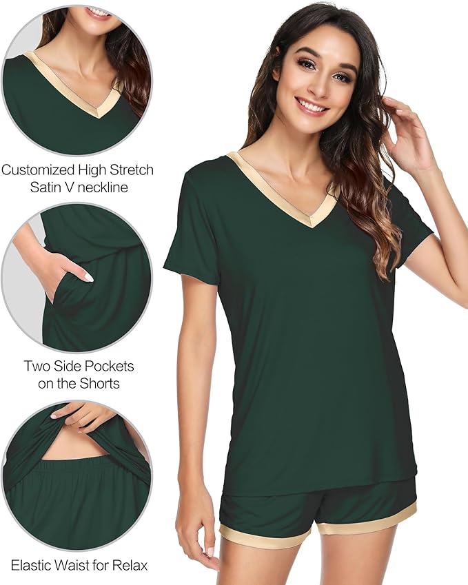 Women's Bamboo Cooling Pajama Set - Short Sleeve - 2 Piece
