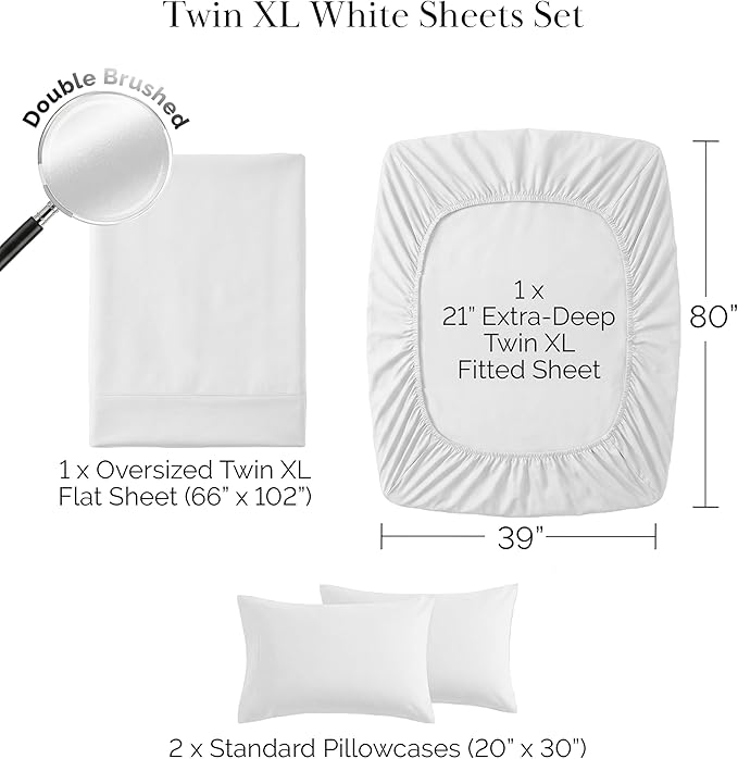 Bed Sheet Set - Twin XL - 4 Piece