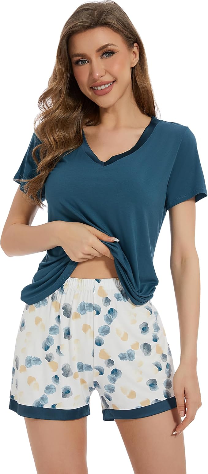 Women's Bamboo Cooling Pajama Set - Short Sleeve - 2 Piece