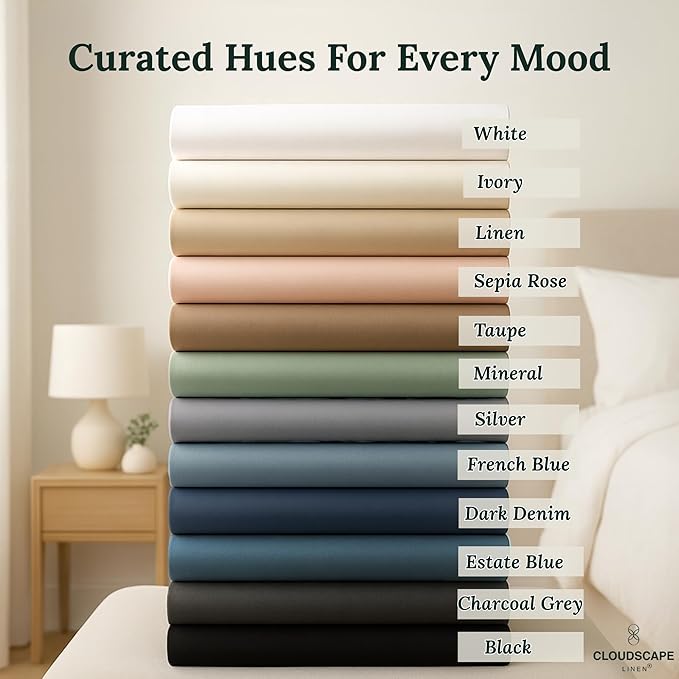 Linen Bed Sheet Set - Queen - 4 Piece