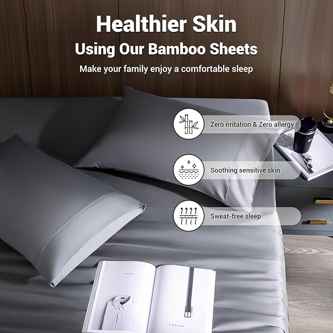 Bamboo Cooling Bed Sheet Set - Queen - 4 Piece