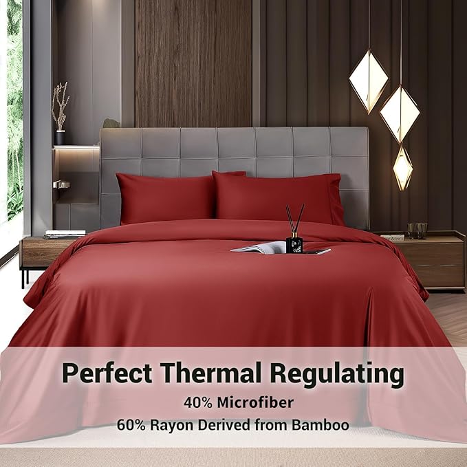 Bamboo Cooling Bed Sheet Set - California King - 4 Piece