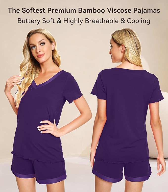 Women's Bamboo Cooling Pajama Set - Short Sleeve - 2 Piece