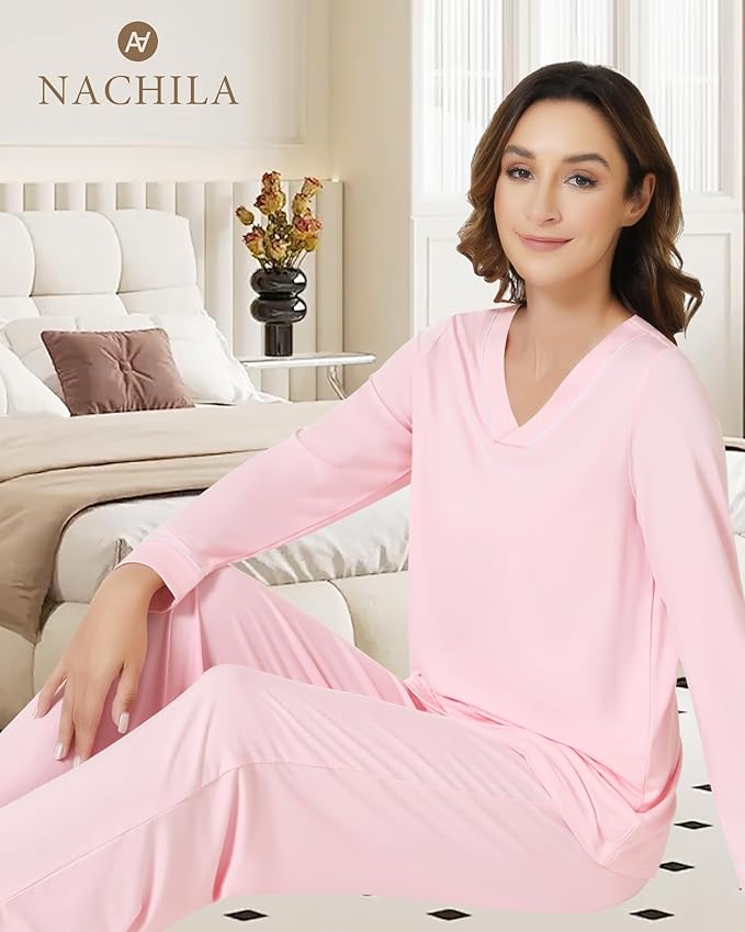 Women's Bamboo Pants Pajama Set - Long Sleeve - 2 Piece