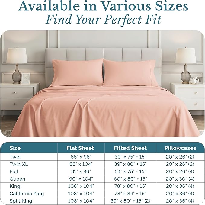 100% Cotton Bed Sheet Set - Twin - 4 Piece