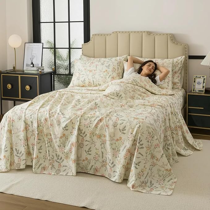 100% Cotton Bed Sheet Set - Queen - 4 Piece