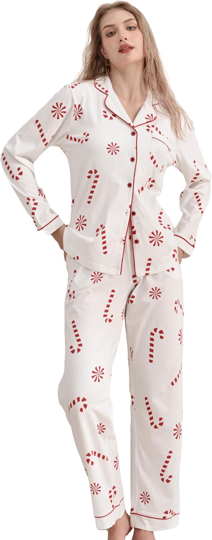 Women's 100% Cotton Pajama Set - Long Sleeve