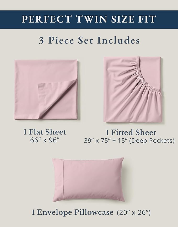 Linen Bed Sheet Set - Twin - 3 Piece