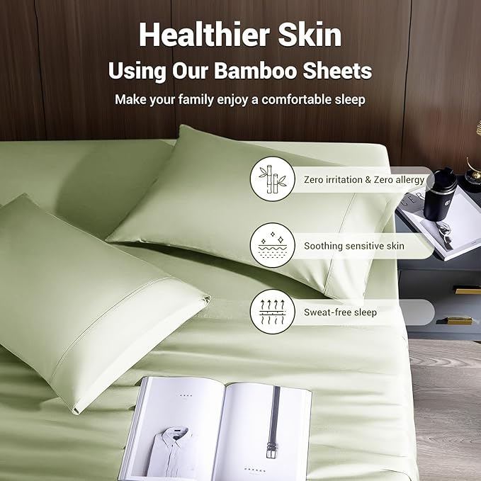 Bamboo Cooling Bed Sheet Set - Queen - 4 Piece