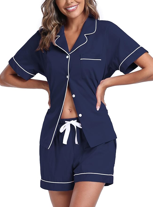 100% Cotton Pajama Set - Short Sleeve - 2 Piece