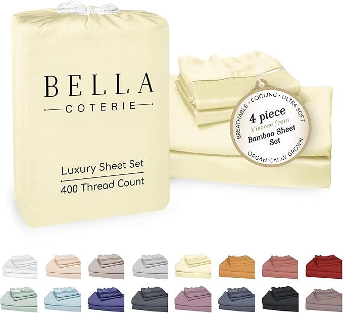 Bamboo Cooling Bed Sheet Set - Queen - 18 in Deep Pocket