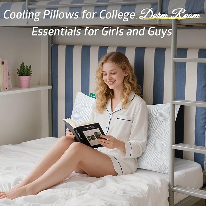 Memory Foam Cooling Bed Pillow - Standard - 2 Piece