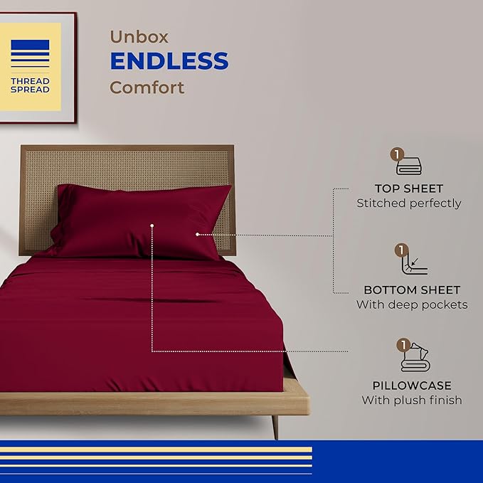 Cooling Bed Sheet Set - Twin - 16 in Deep Pocket - 3 Piece