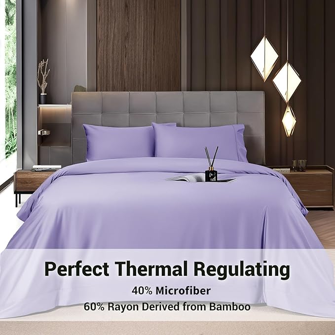 Bamboo Cooling Bed Sheet Set - King - 4 Piece