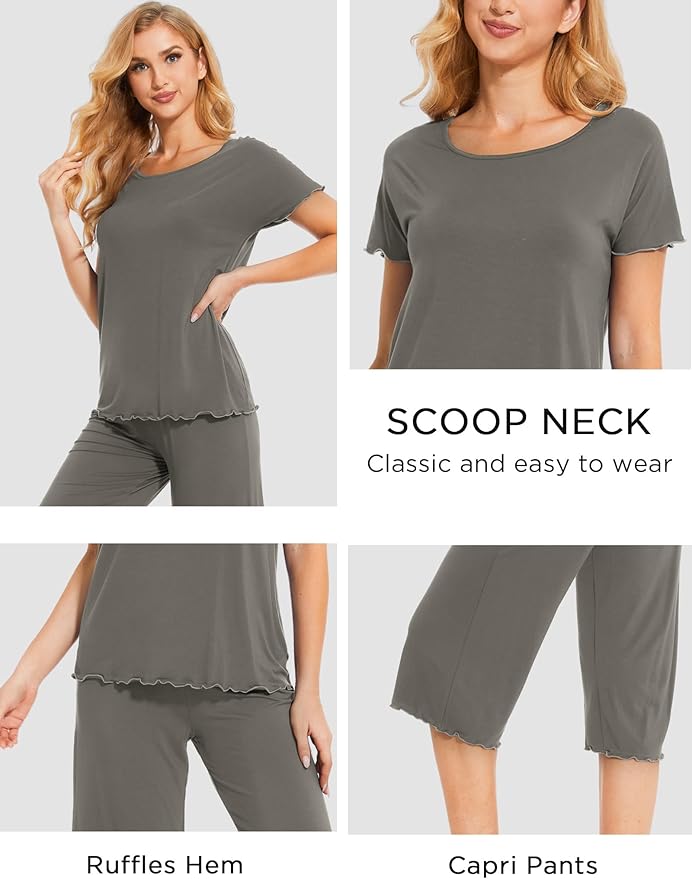Bamboo Capri Pajama Set - Short Sleeve - 2 Piece