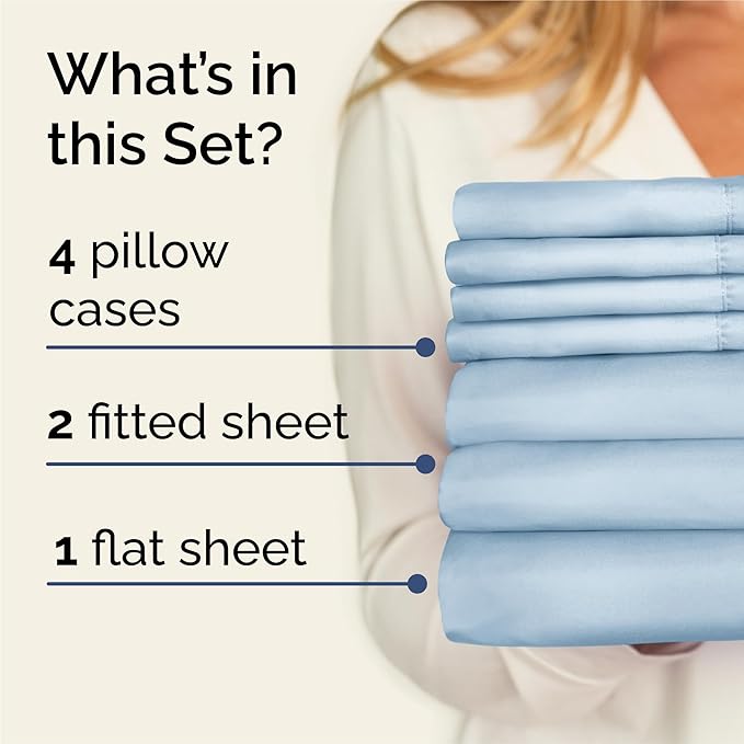 Cooling Bed Sheet Set - Split King - 16 in Deep Pocket - 7 Piece