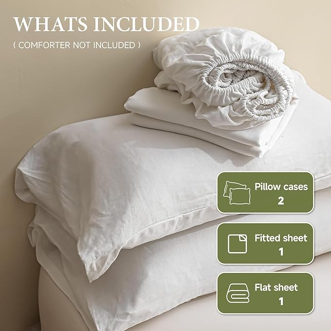 Linen Bed Sheet Set - King - 4 Piece