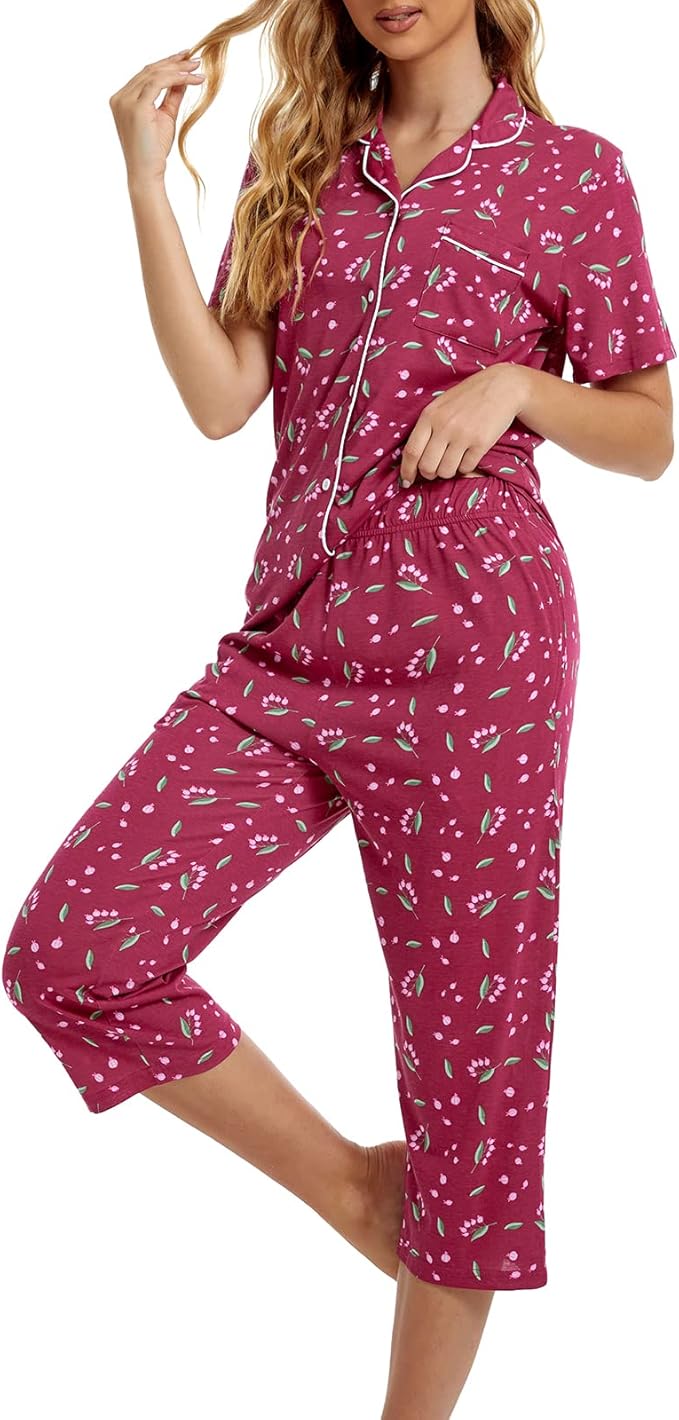 Capri Pajama Set - Short Sleeve - 2 Piece