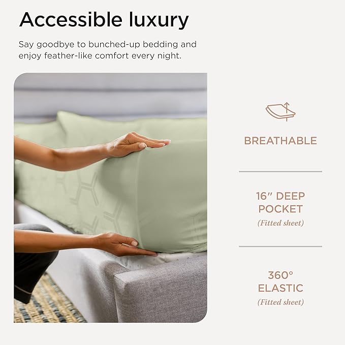 100% Cotton Cooling Bed Sheet Set - Full - 4 Piece