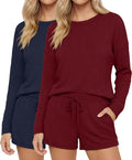 Women's Shorts Pajama Set - Long Sleeve - 2 Pack - 2 Piece