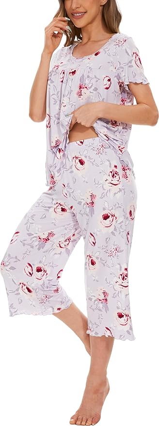Bamboo Capri Pajama Set - Short Sleeve - 2 Piece