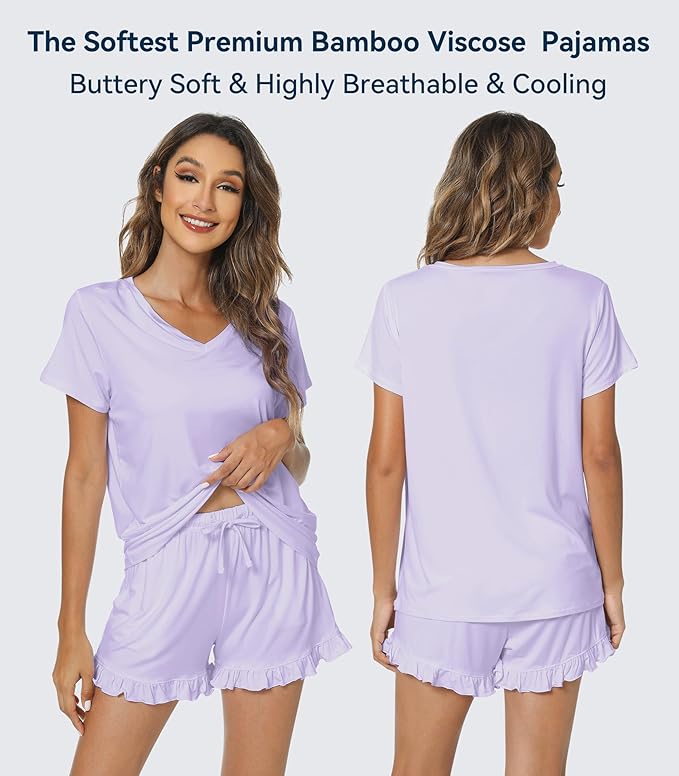 Bamboo Cooling Shorts Pajama Set - Short Sleeve - 2 Piece