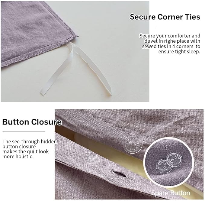 Linen Duvet Cover Set - King - 3 Piece