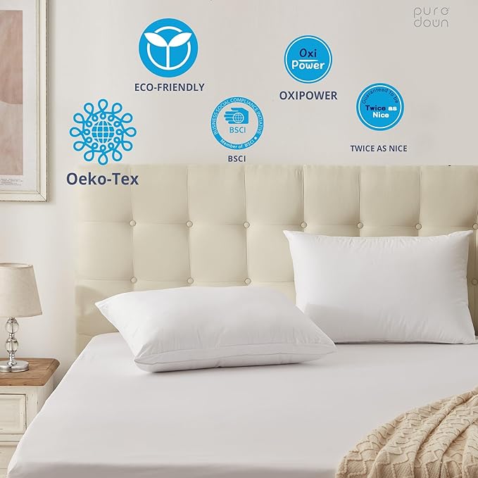 100% Cotton Bed Pillow - King - 2 Piece
