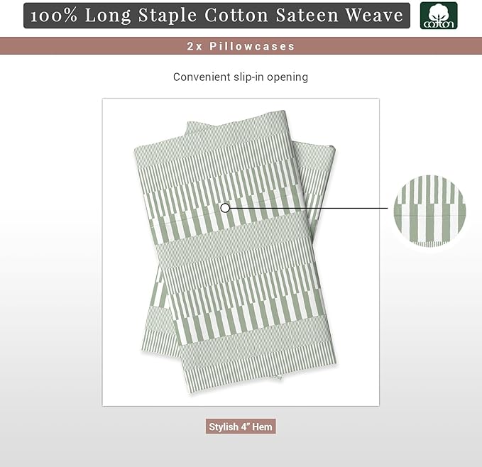 100% Cotton Pillowcase Set - King - 2 Piece