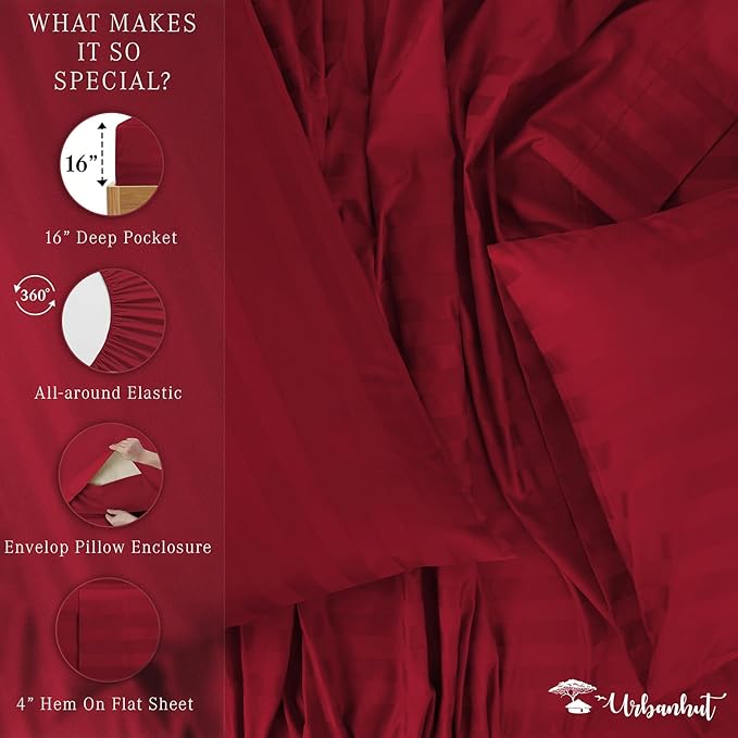 Bed Sheet Set - Queen - 16 in Deep Pocket - 4 Piece