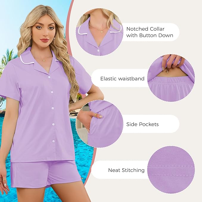 Women's Shorts Pajama Set - Short Sleeve - 2 Piece