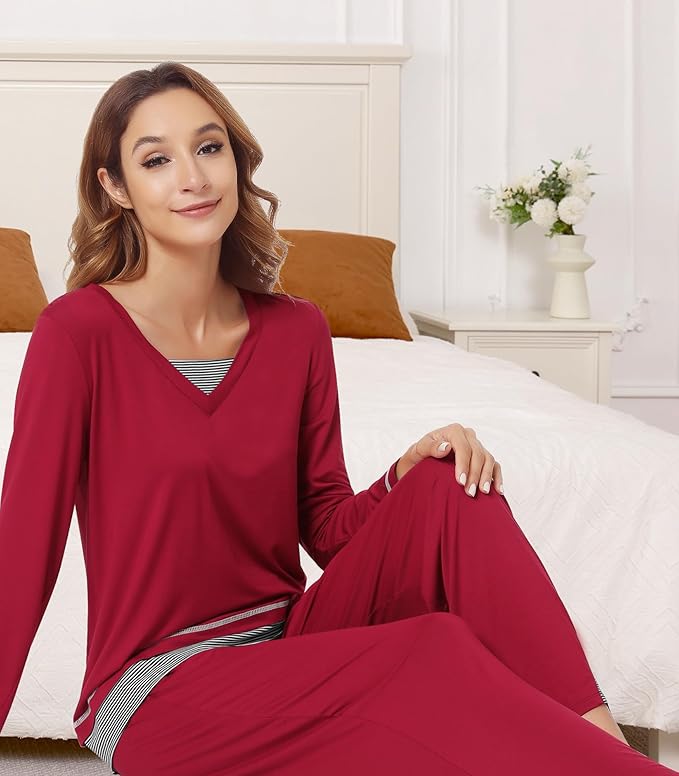 Women's Bamboo Pants Pajama Set - Long Sleeve - 2 Piece