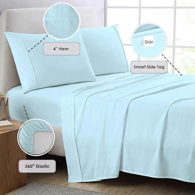 100% Cotton Bed Sheet Set - Full - 15 in Deep Pocket