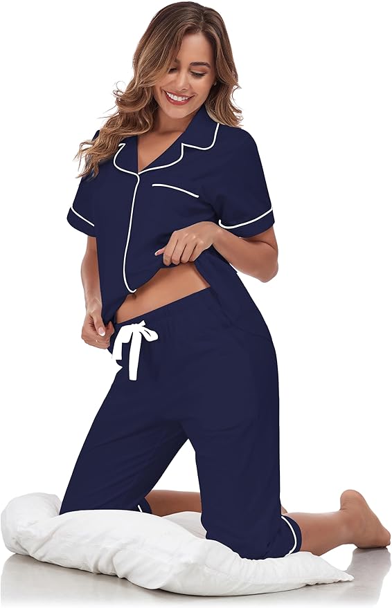 Women's Capri Pajama Set - Short Sleeve