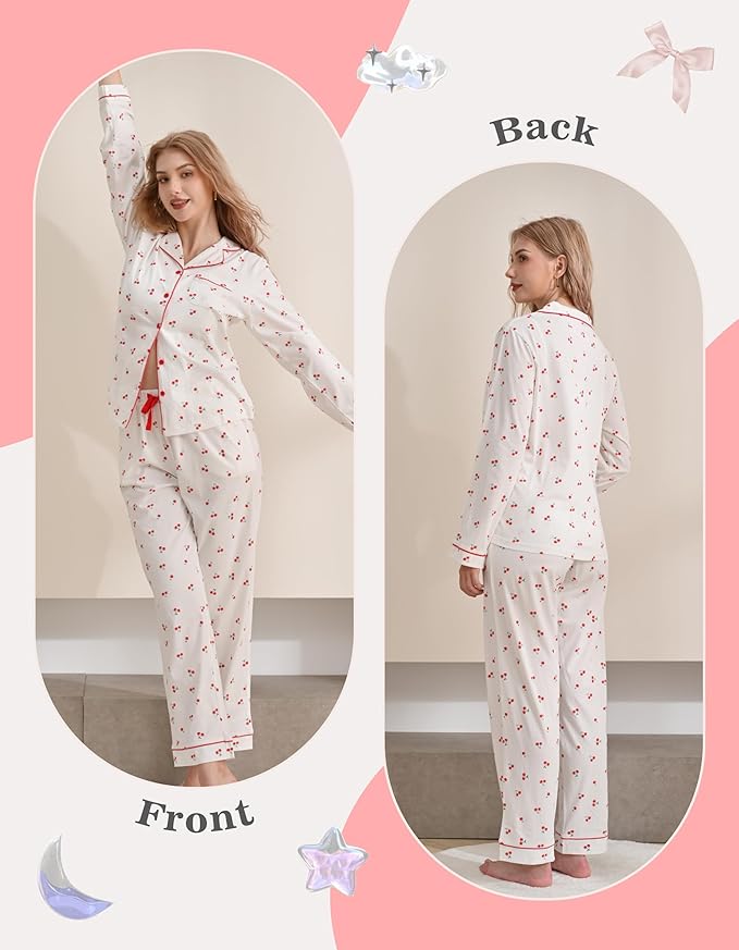 Women's 100% Cotton Pajama Set - Long Sleeve