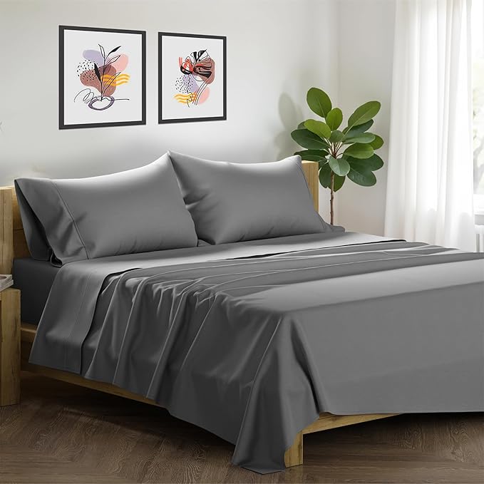 Linen Cooling Bed Sheet Set - California King - 17 in Deep Pocket - 4 Piece