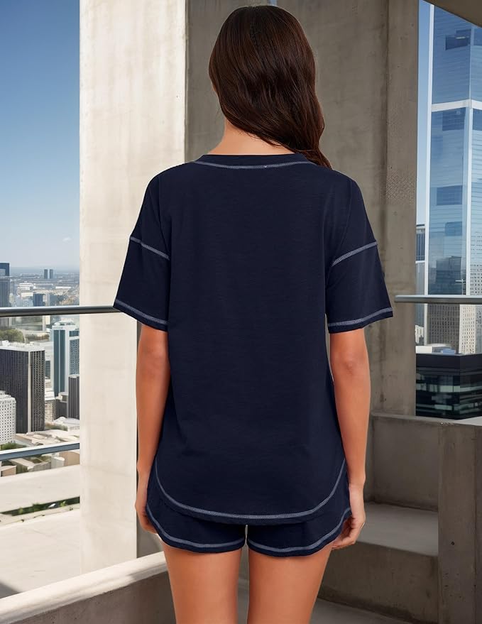 Women's 100% Cotton Shorts Pajama Set - Short Sleeve - 2 Piece
