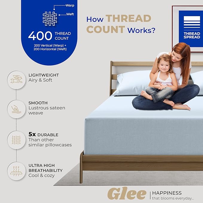 100% Cotton Pillowcase Set - King - 2 Piece