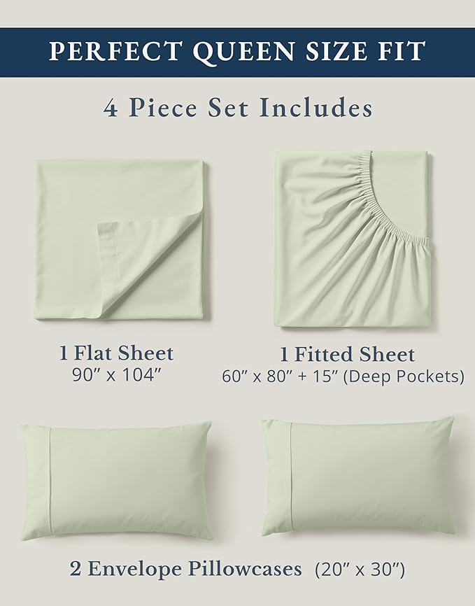 Linen Cooling Bed Sheet Set - Queen - 4 Piece