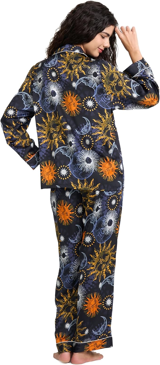 Satin Pajama Set - Long Sleeve - 2 Piece