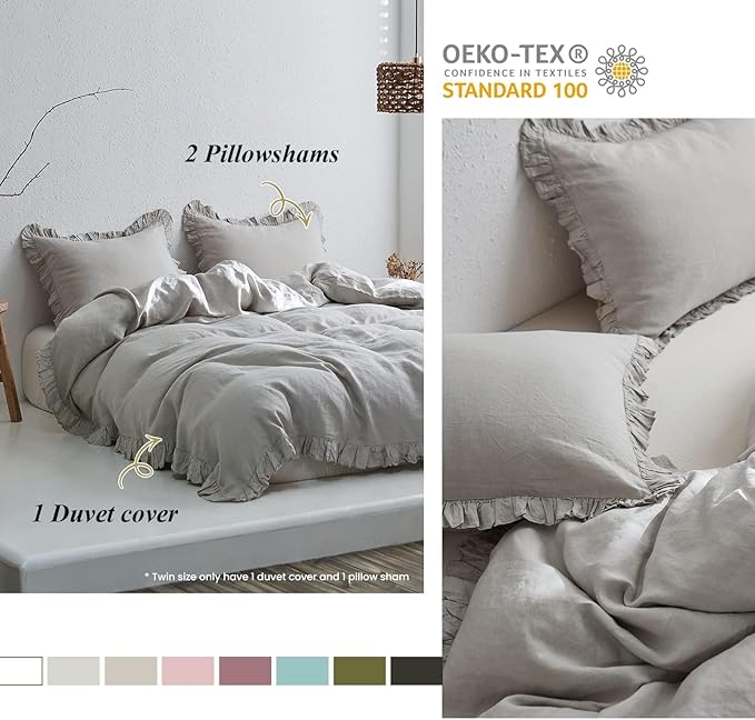 Linen Duvet Cover Set - King - 3 Piece