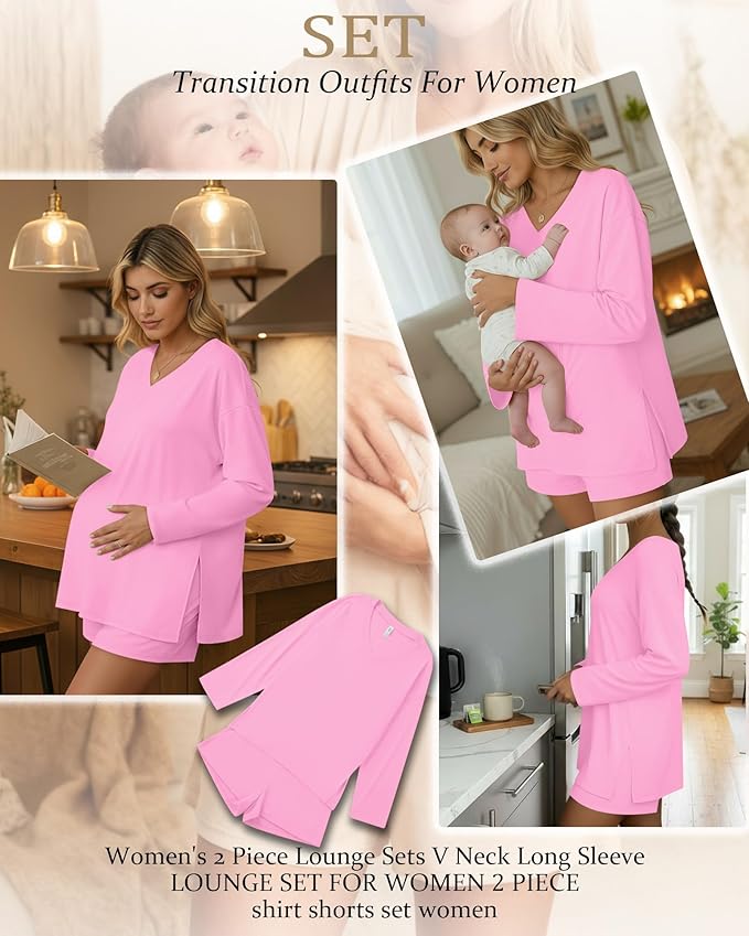 Women's Shorts Pajama Set - Long Sleeve - 2 Piece