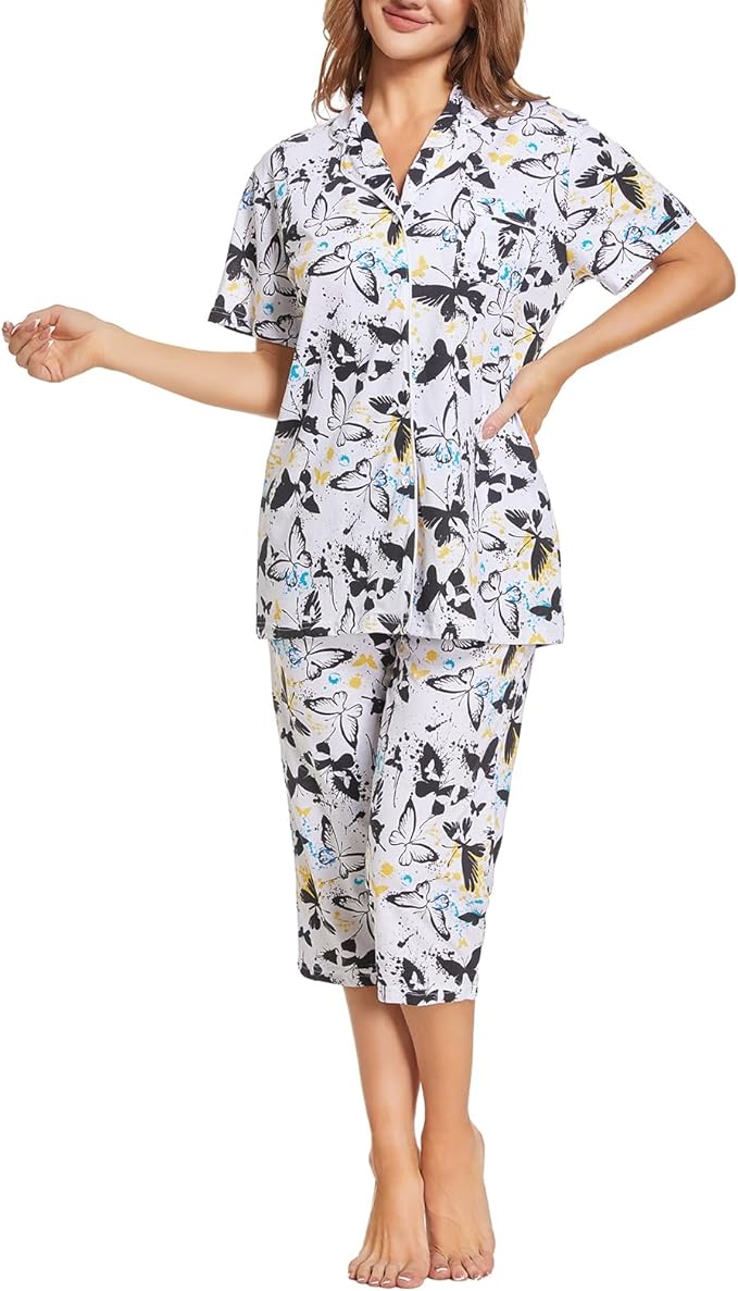 Capri Pajama Set - Short Sleeve - 2 Piece