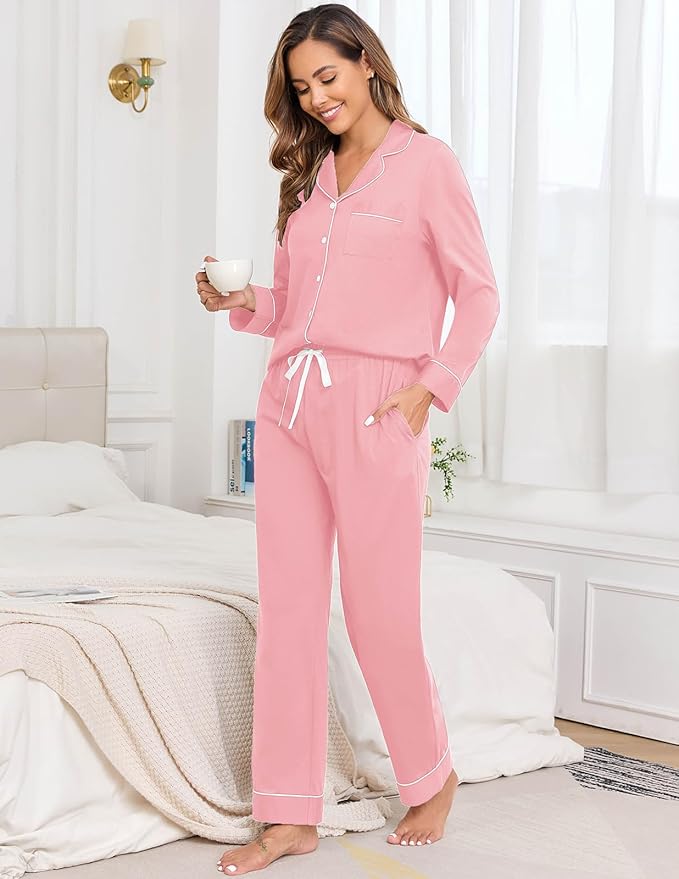Women's 100% Cotton Pajama Set - Long Sleeve - 2 Piece